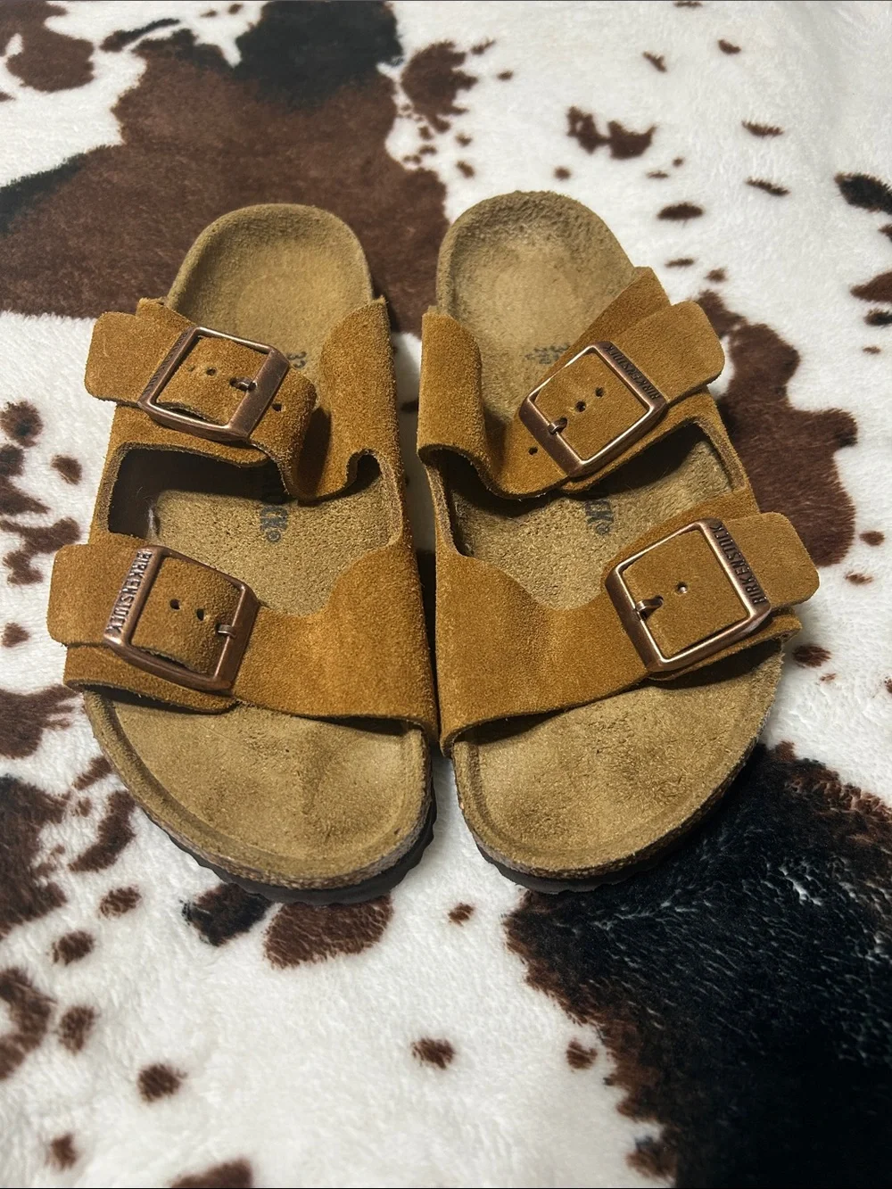 Birkenstock Kids Two-Buckle Suede Sandals in Brown